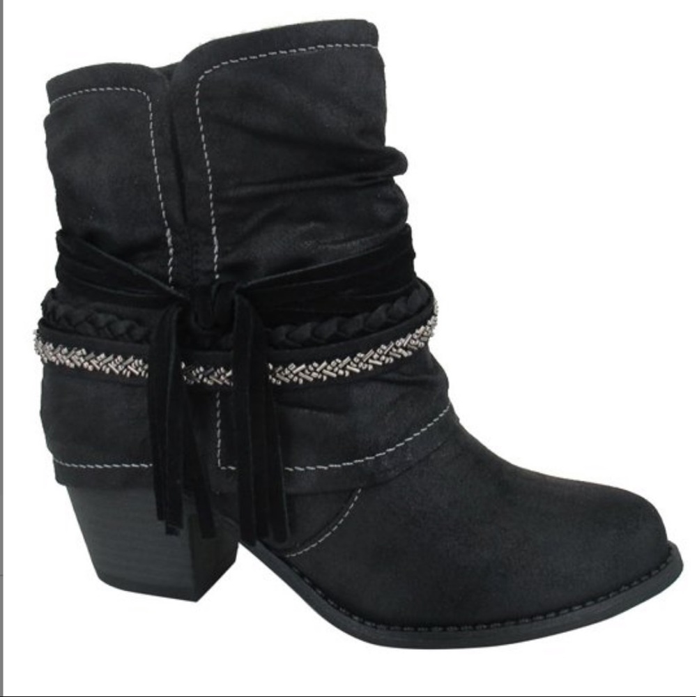 Black Fringe Ankle Booties - Picture 6 of 6